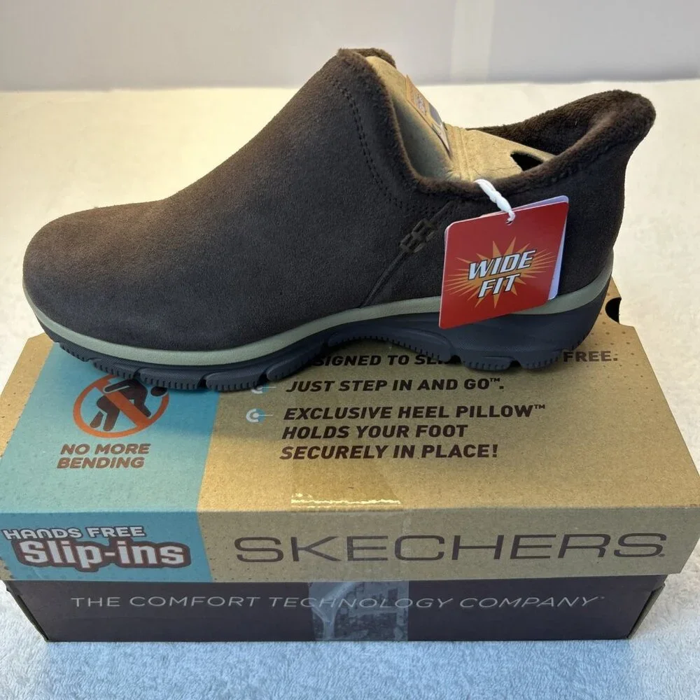 SKECHERS Modern Hour Suede Hands Free Slip-Ins Chocolate Women SZ 9 NEW - Picture 1 of 10